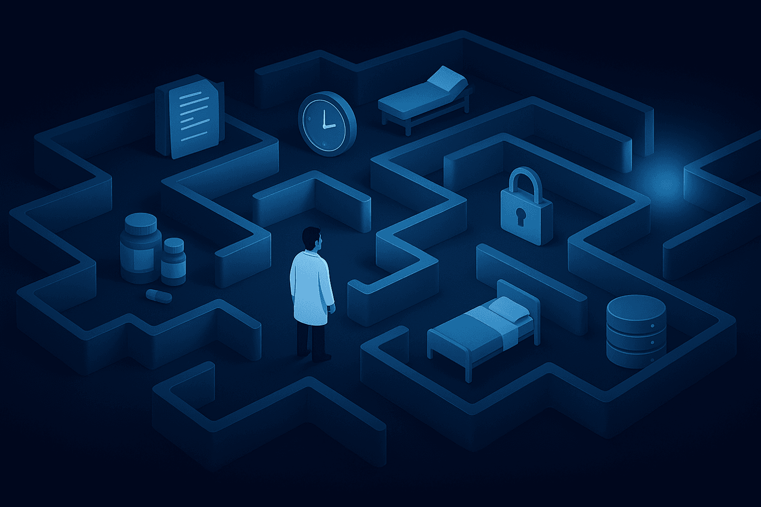 Complex maze representing challenges in clinical data research